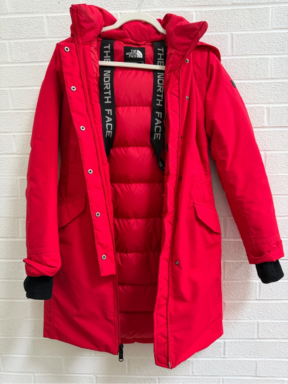 The North Face Women's Bright Red Ski Parka with Hood